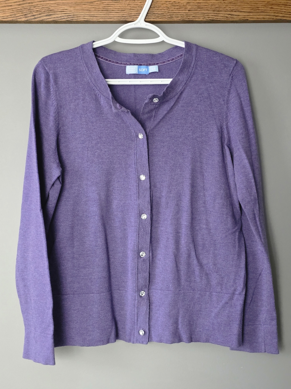 Sz Large Denver Hayes Purple Button-Front Cardigan